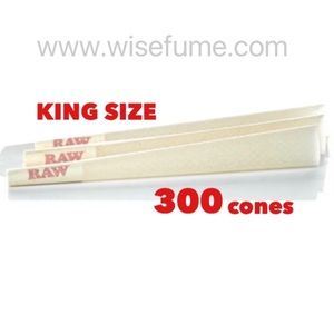 RAW organic king size pre rolled cone (300 PK) with safety tube